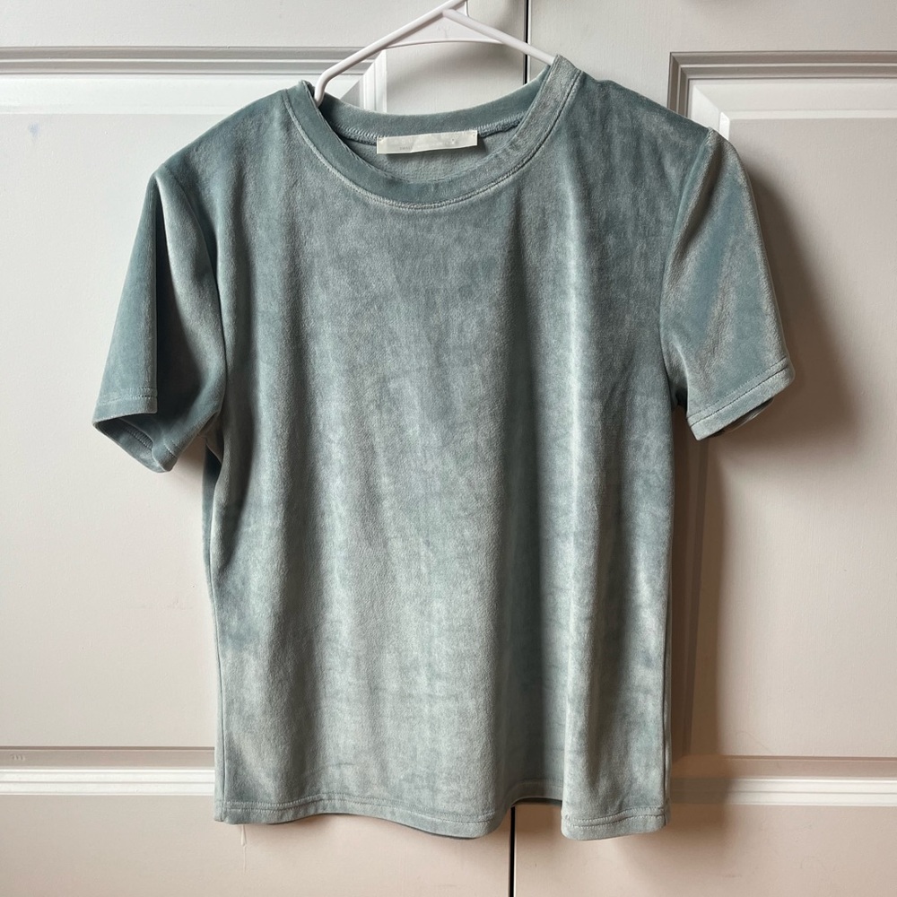 Double Zero Light Blue velvet Tee